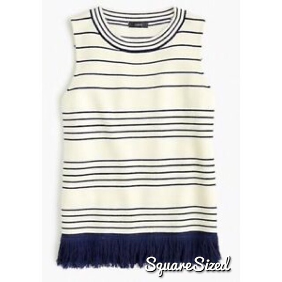 J. Crew Fringed Boatneck Shell in Stripe - Picture 2 of 2